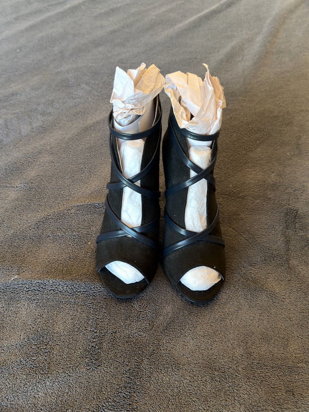 Black Crisscross Peep-Toe High Heels